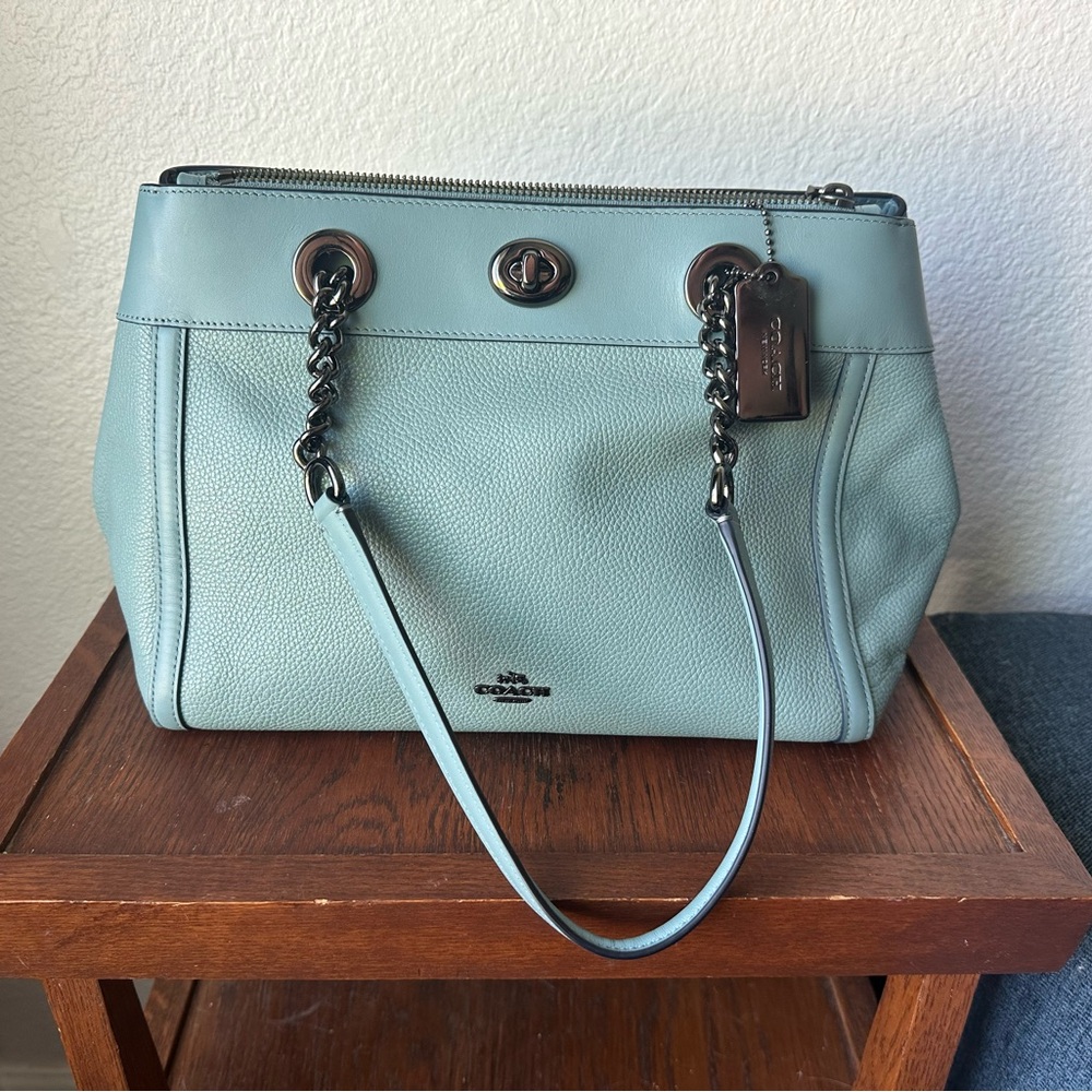 Coach Teal Leather Shoulder Bag